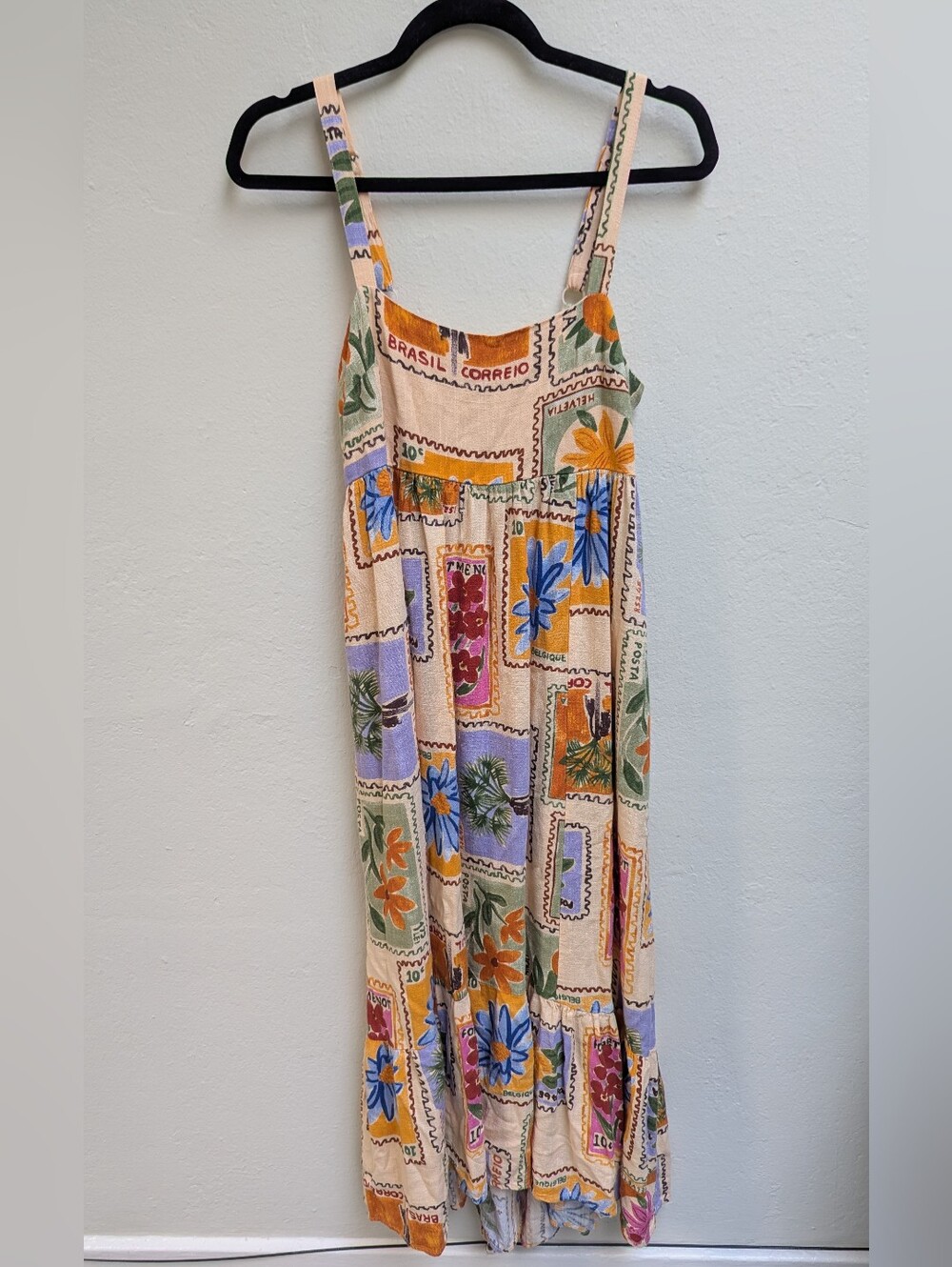 Anthropologie Paper Heart Floral Patchwork Linen Blend Midi Dress